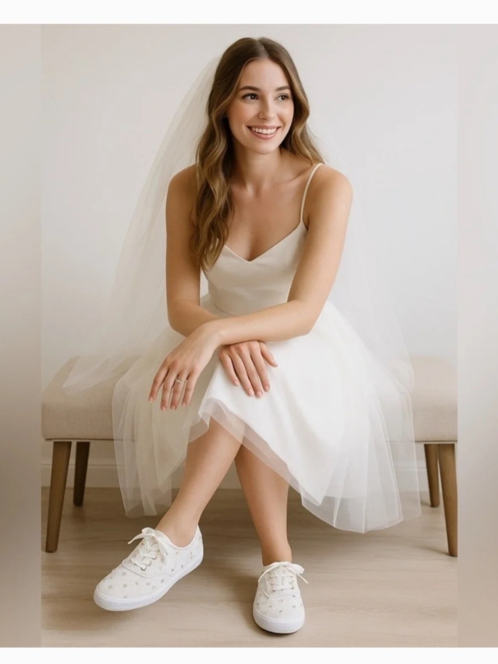 Kate Spade and Keds White Rhinestone Sneakers size 8